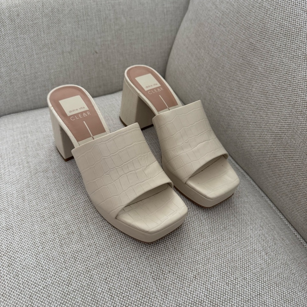 Dolce Vita Clear | White/ Beige Mule / Heel